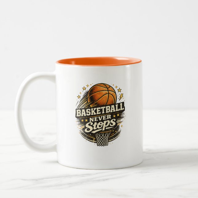 Kaffe Mugga Sport Present Basket aldrig Slutar Två-Tonad Mugg (Vänster)