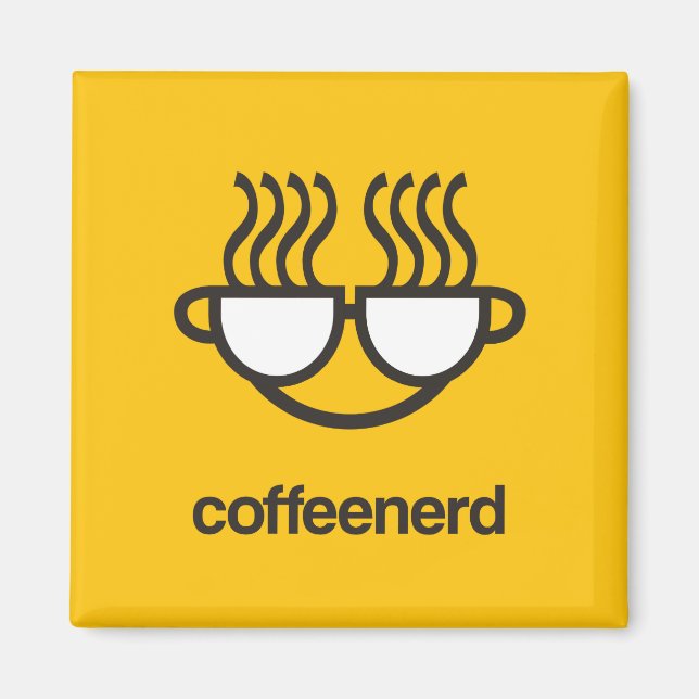 Kaffe Nerd gult magnet (Framsidan)