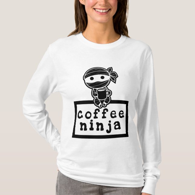 Kaffe Ninja Långärmad T-shirt (Framsida)