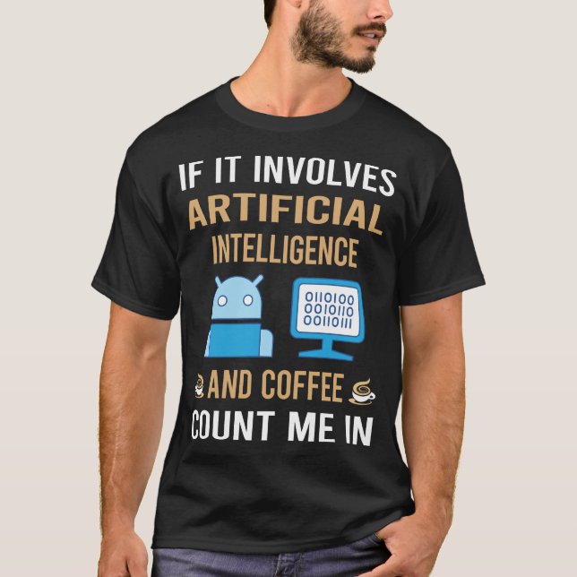 Kaffe och artificiell intelligens AI T Shirt (Framsida)