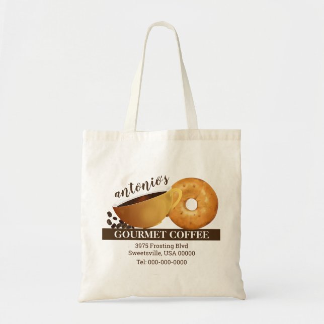 Kaffe och Bagel Marknadsföring Promotional Tygkasse (Framsidan)