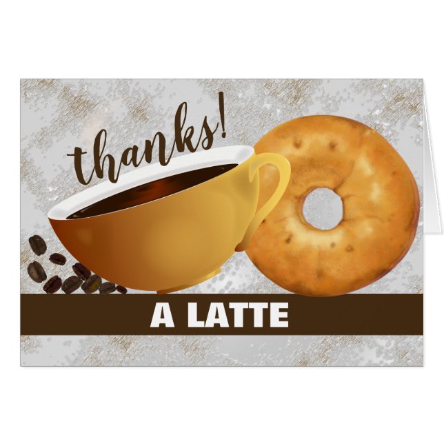 Kaffe och Bagel-Tack OBS Kort (Framsidan Horizontal)
