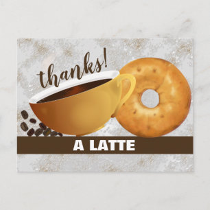 Kaffe och Bagel TACK Vykort