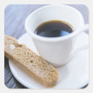 Kaffe och Biscotti Fyrkantigt Klistermärke