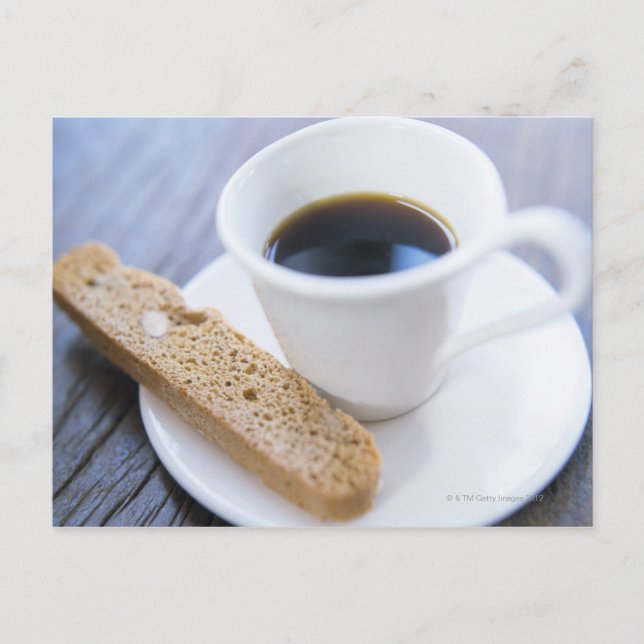 Kaffe och Biscotti Vykort (Framsida)