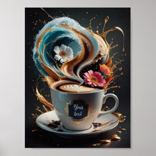 Kaffe och blommor poster