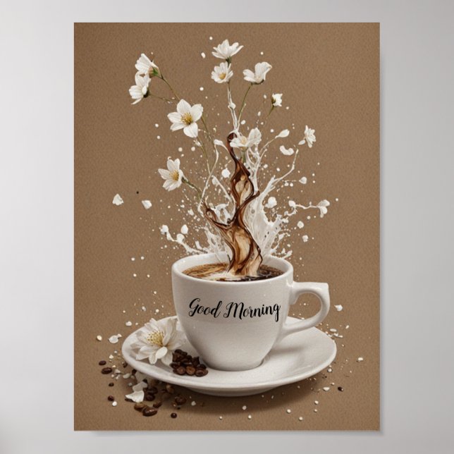 Kaffe och blommor poster (Framsidan)
