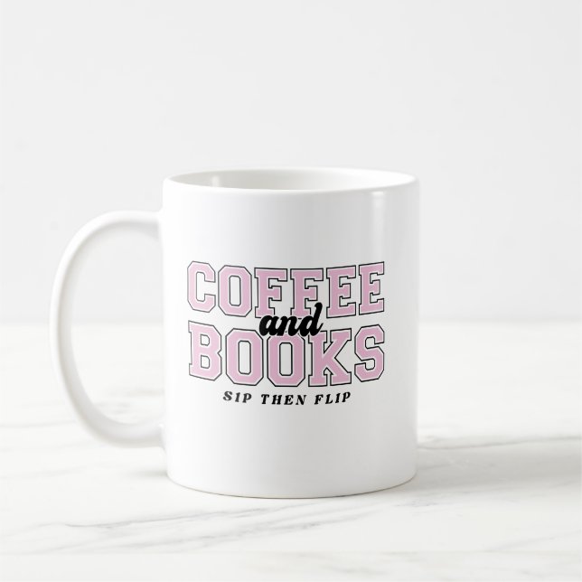 Kaffe och böcker - Drick och läs sedan - Bokälskar Kaffemugg (Vänster)