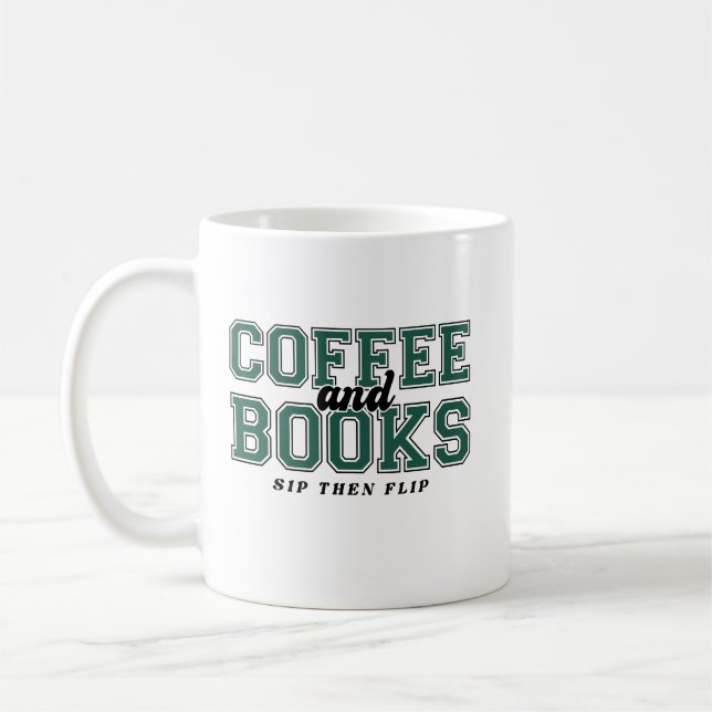 Kaffe och böcker - Drick och läs sedan - Bokälskar Kaffemugg (Vänster)