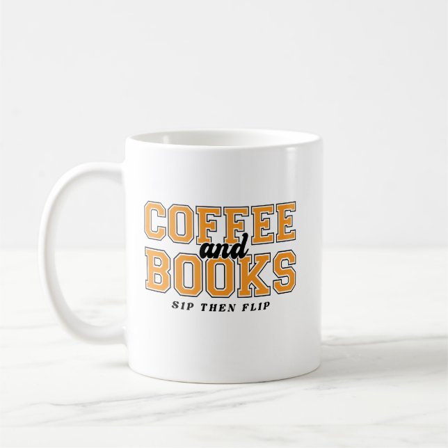 Kaffe och böcker - Drick och läs sedan - Bokälskar Kaffemugg (Vänster)