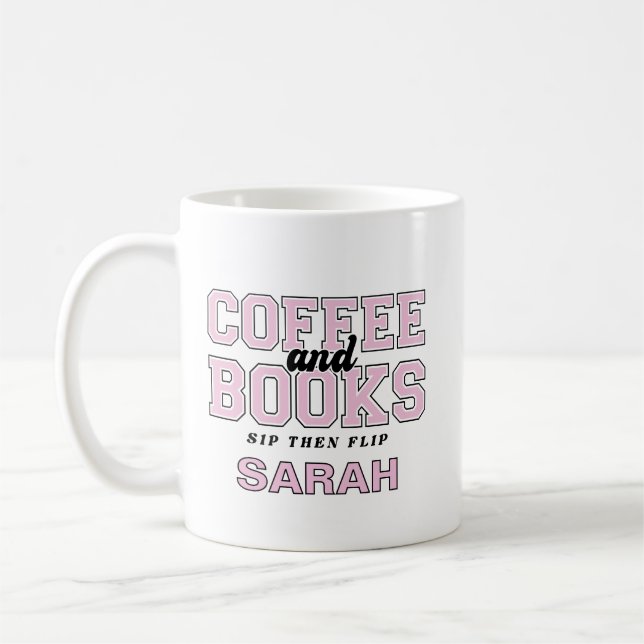 Kaffe och böcker - Drick och läs sedan - Bokmaskro Kaffemugg (Vänster)