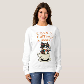 Kaffe och Bokar Coola Katt T Shirt