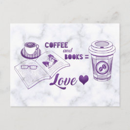 Kaffe och Bokar Cute Reading Vykort