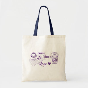 Kaffe och Bokar Kärlek Cute Reading Tygkasse