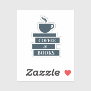 Kaffe och bokar Sticker Klistermärken