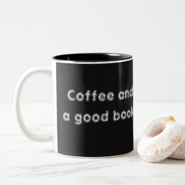 Kaffe och Bra Bok-citat Mugg (Med munk)