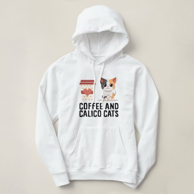 Kaffe och Calico Cats Funny Calico Cat T Shirt (Design framsida)