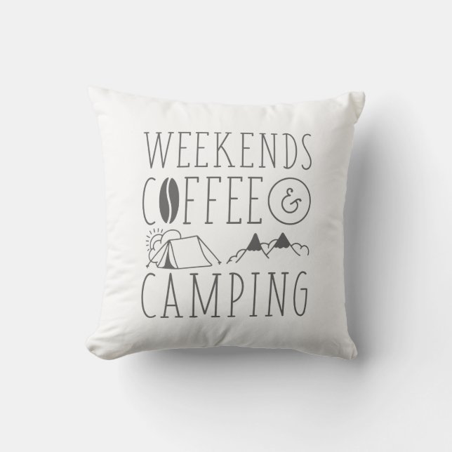 Kaffe och camping i helg kudde (Framsida)