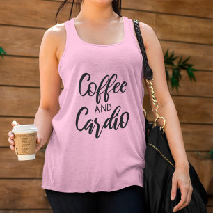 Kaffe och Cardio Funny Workout Fitness Linne Med Racerback