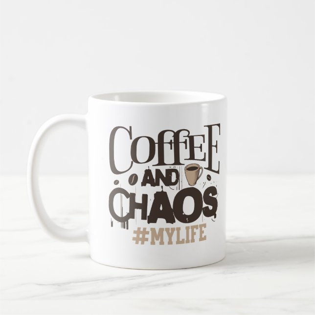 Kaffe och chaos Funny sarkastisk koffein Kaffemugg (Vänster)
