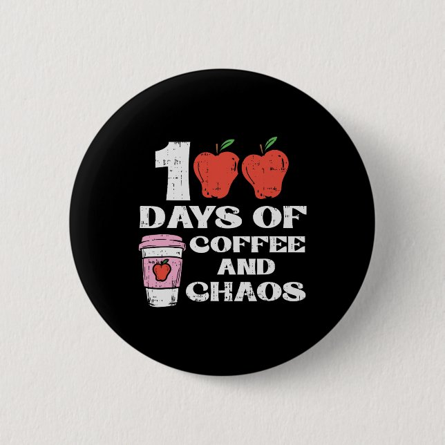 Kaffe- och chaosdagar 100 dagars skollärare knapp (Framsida)