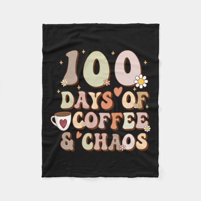 Kaffe- och chaosdagar 100-dagars skolturer fleecefilt (Framsidan)