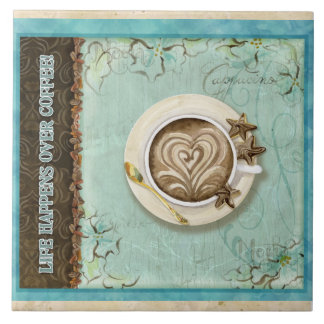 Kaffe och choklad Cappuccino Heart Köksdeka Kakelplatta