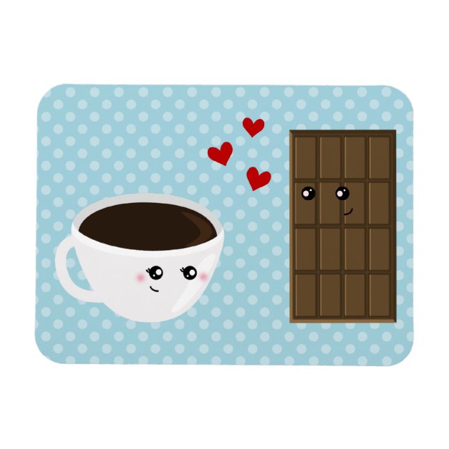Kaffe och choklad Kärlek Magnet (Horisontell)