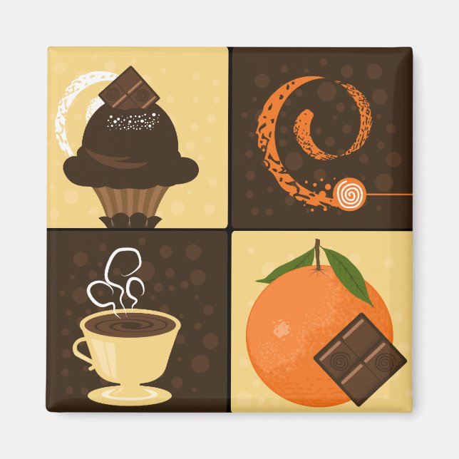 Kaffe- och chokladfärgsMagnet Älskare Fridge Magnet (Framsidan)