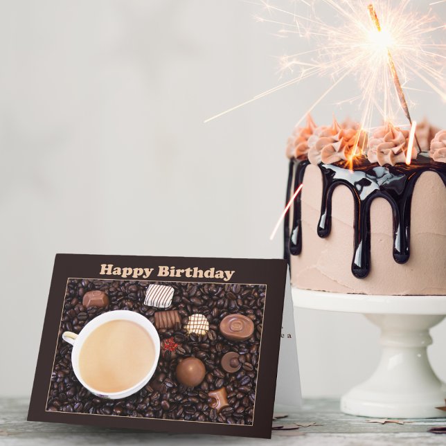 Kaffe och chokladkort för grattis på födelsedagen kort (Skapare uppladdad)