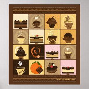Kaffe- och chokladutskrift poster