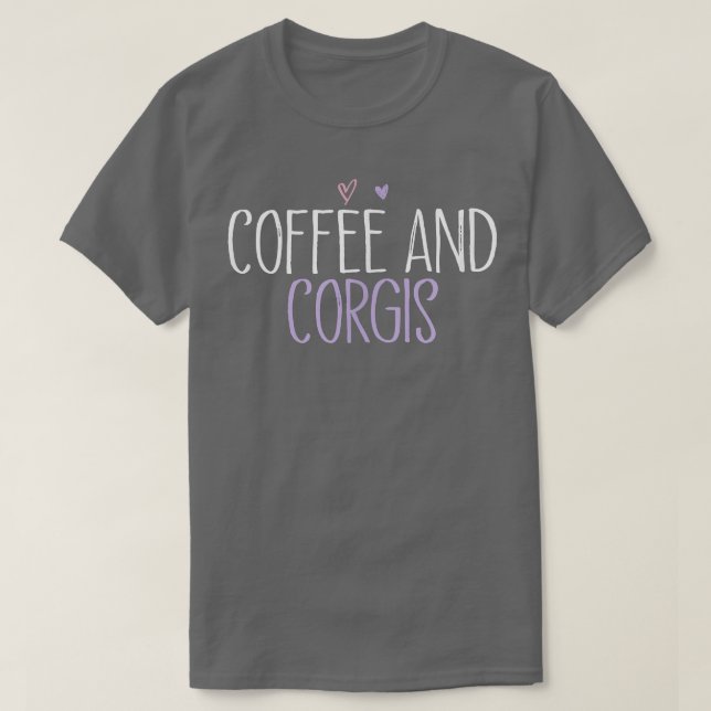 Kaffe- och Corgis-Mamma Cute Färgad Heart T Shirt (Design framsida)