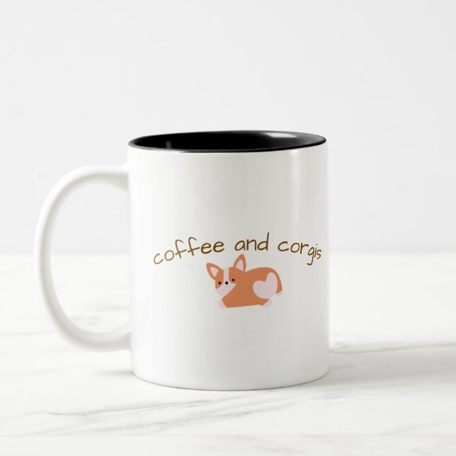 Kaffe och Corgis Två-Tonad Mugg (Vänster)