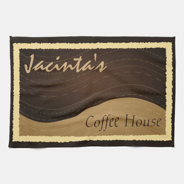 Kaffe och Cream Vågar Anpassningsbar Kitchen Tea T Kökshandduk (Horisontell)