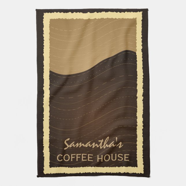 Kaffe och Cream Vågar Lodrät Kitchen Tea Towel Kökshandduk (Vertikal)