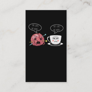 Kaffe och Crochet Dam Crocheting Yarn Humor Visitkort