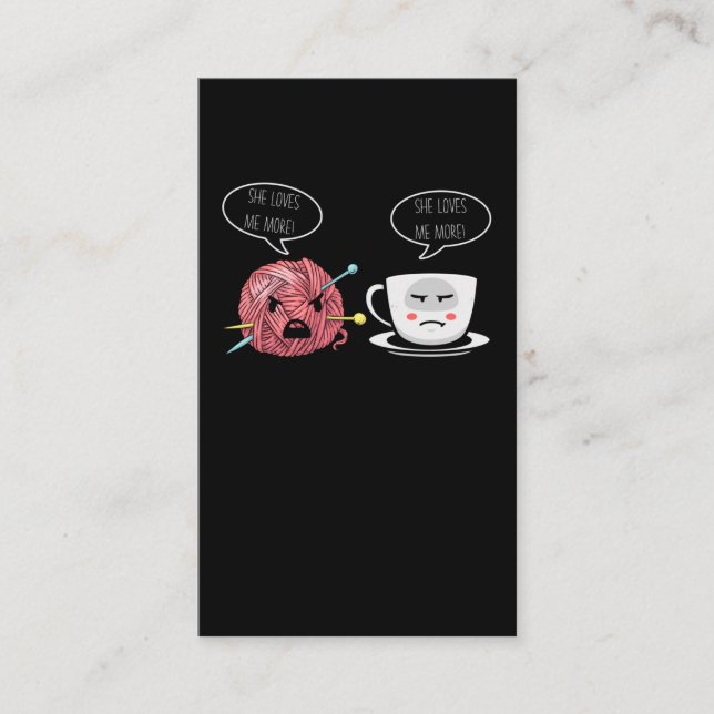 Kaffe och Crochet Dam Crocheting Yarn Humor Visitkort (Framsida)