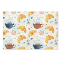 Kaffe och croissant design presentpapper platt oms
