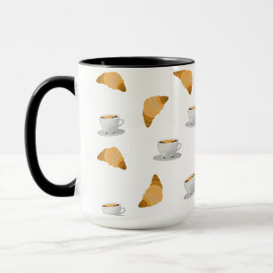 Kaffe och Croissant Mönster Mugg