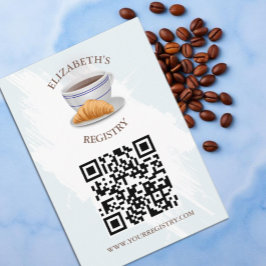 Kaffe och croissanter bröllopsduschregister tilläggskort