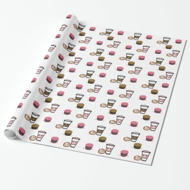 Kaffe och Cupcakes Presentpapper (Utrullad)