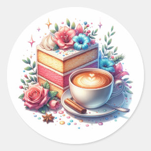Kaffe och dagkummel runt klistermärke