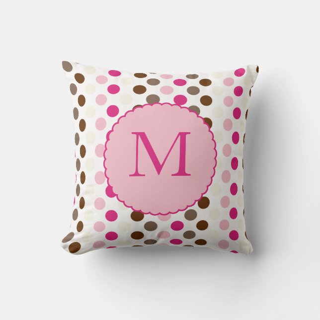 Kaffe och den rosa färgrika polka dots kudder kudde (Framsida)