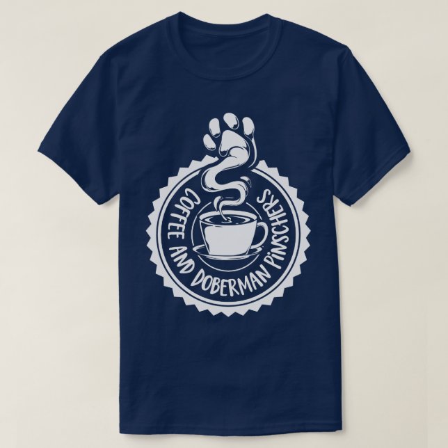 Kaffe och Doberman Pinschers Doberman Pinscher T Shirt (Design framsida)