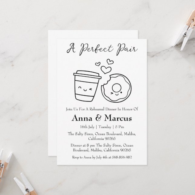 Kaffe och donut en perfekt par möhippa middag inbjudningar (Fram/Back In Situ)