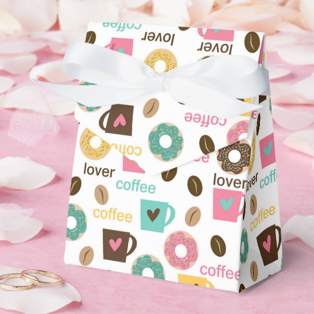 Kaffe och Donut-mönster  Presentaskar (Bröllop)