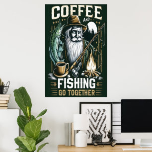 Kaffe och fiske går tillsammans poster