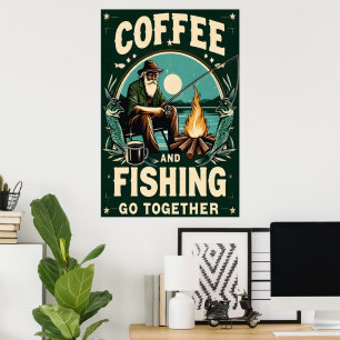Kaffe och fiske går tillsammans poster