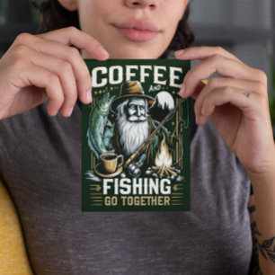Kaffe och fiske hör ihop vykort