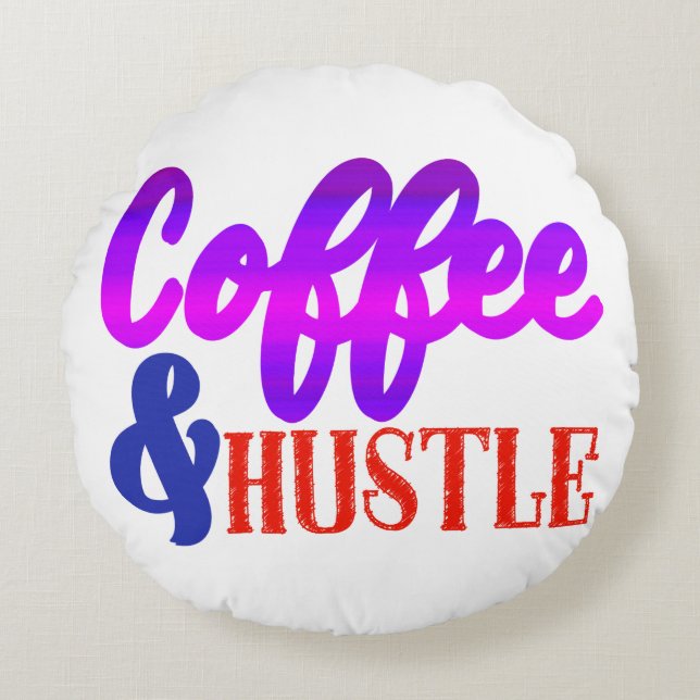 Kaffe och flit runt kudde (Framsidan)